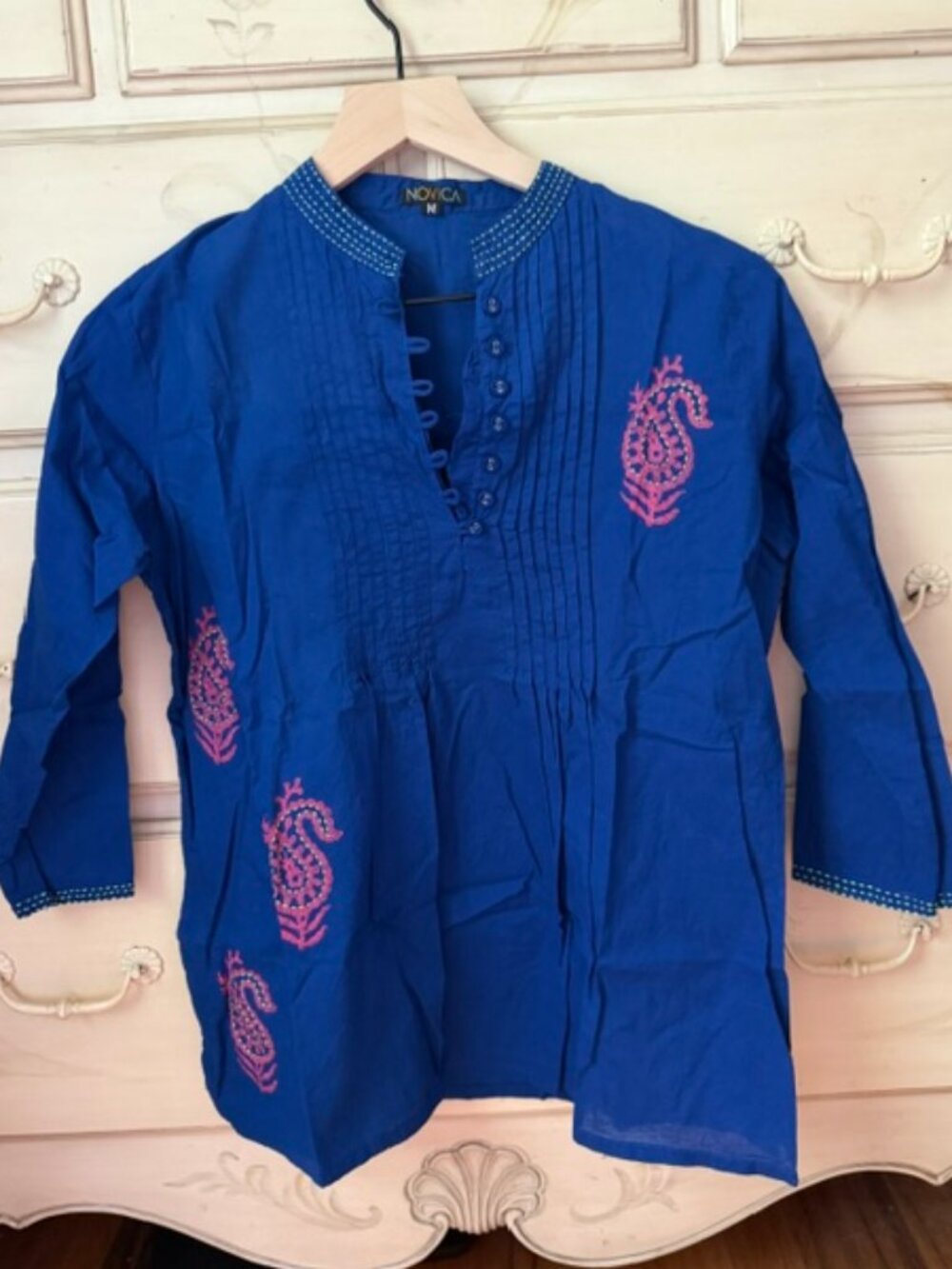 Novica 100% cotton Brilliant Blue Tunic Top- size medium